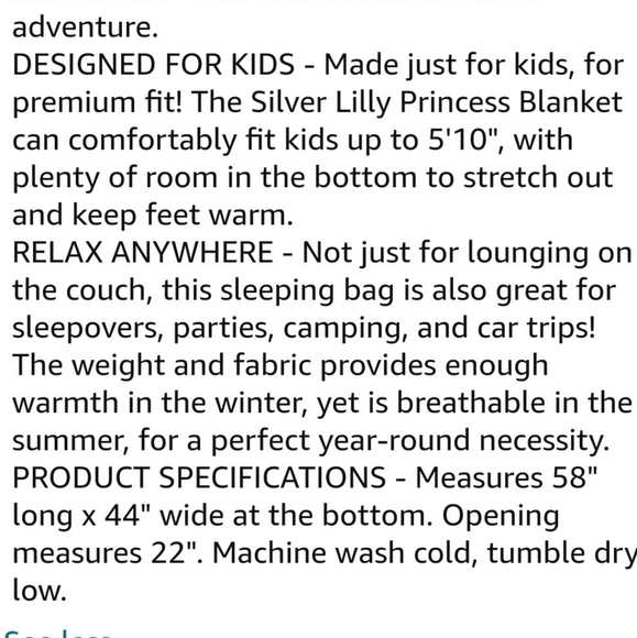 Silver Lilly Princess Dress Blanket/Sleeping Bag - Picture 8 of 11